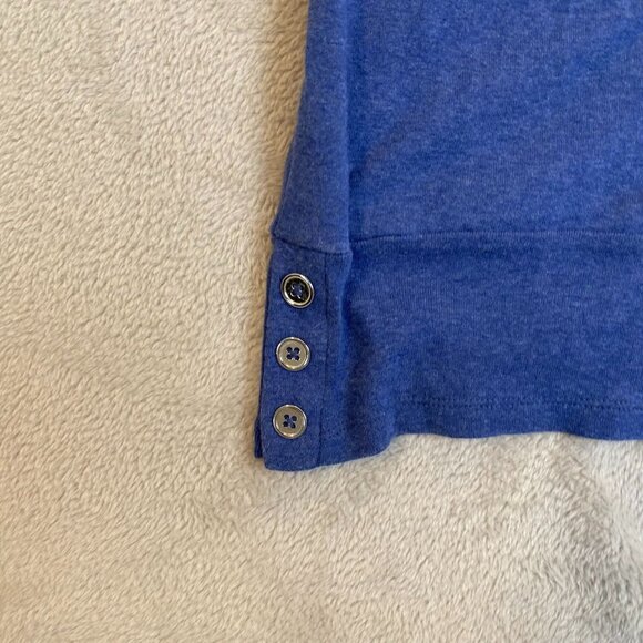 Karen Scott Women's Top XL Blue Short-Sleeve Cotton With Button Detail Hem - Picture 9 of 11